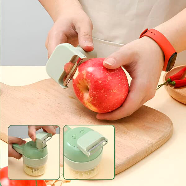 SnapChop Elektrischer 4-in-1 Gemüse- & Obstschneider – Schneiden